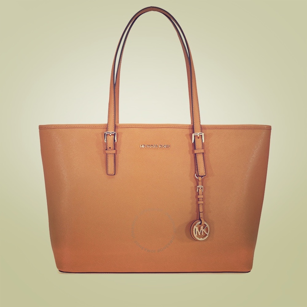Jet Set Medium Travel Saffiano Leather Tote  Acorn